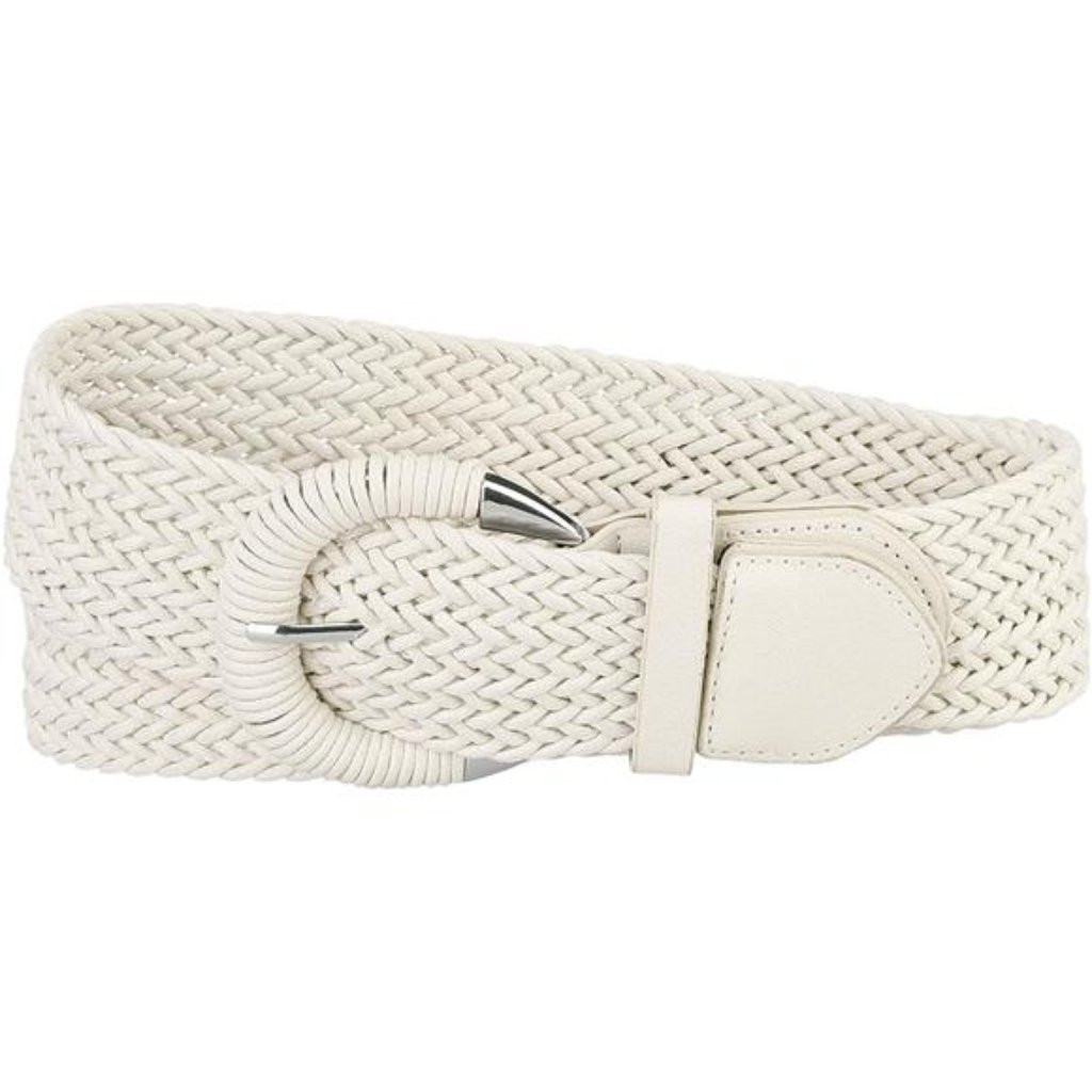Woven Waist Belts Wide Braided Belts White